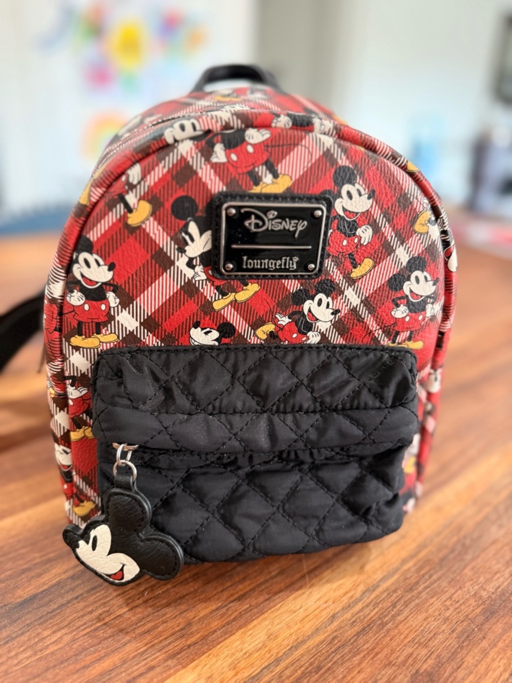 Loungefly Red Plaid Mickey Mouse Mini Backpack